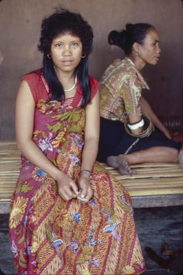 Rungus girl with mother, Sarawak, Borneo