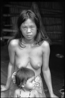 Iban mother and child, Sarawak, Borneo